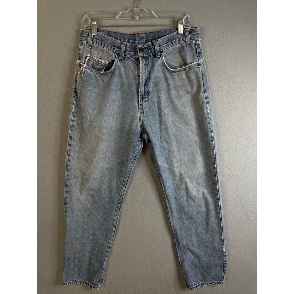 Kirkland Signature Mens‎ Jeans Size 34x32 Light Wash Distressed Denim